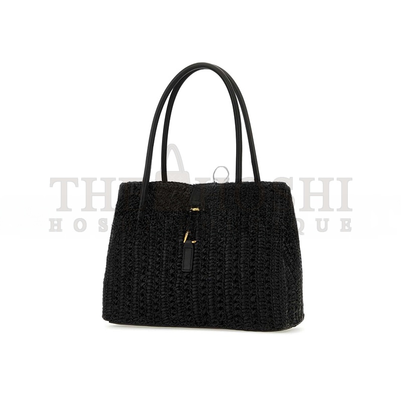 Y51 RAFFIA PANIER RECTANGLE TOTE BLACK 741199GAADO (29*21*9cm) Master Quality